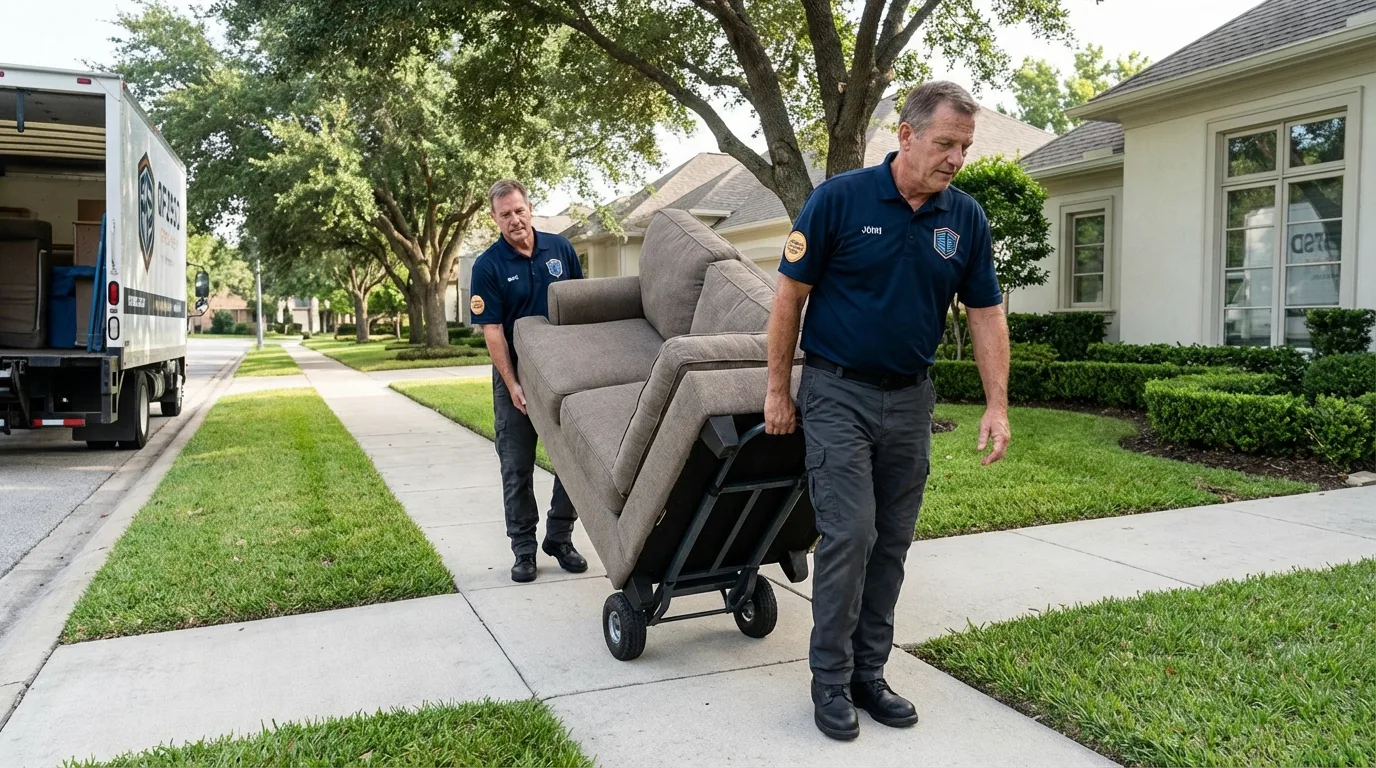 Local residential moving crew loading furniture in East Brookfield, MA
